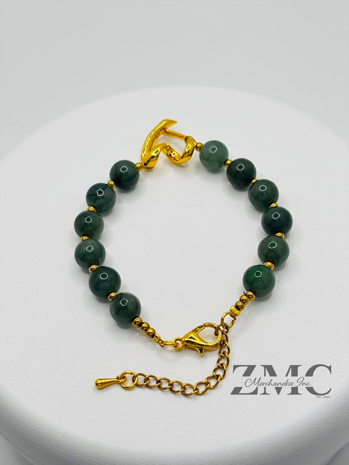 18K Gold Open Heart Jade Bracelet (Electroform Heart)