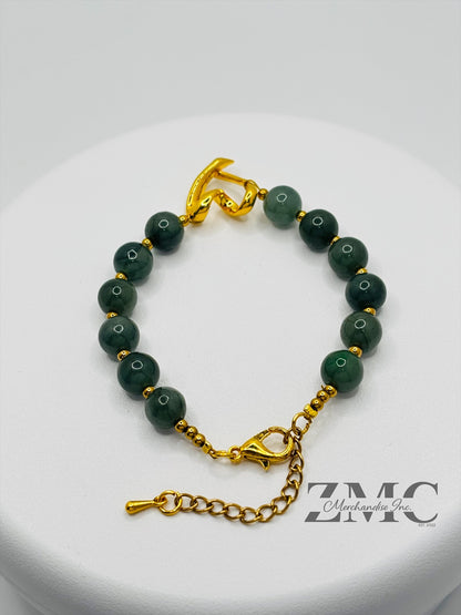 18K Gold Open Heart Jade Bracelet (Electroform Heart)