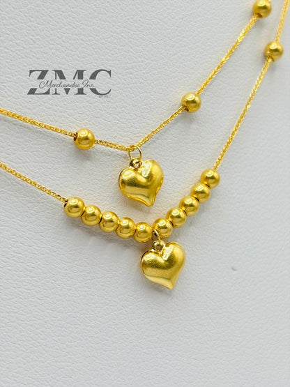 18K Gold Layered Heart Ball Necklace