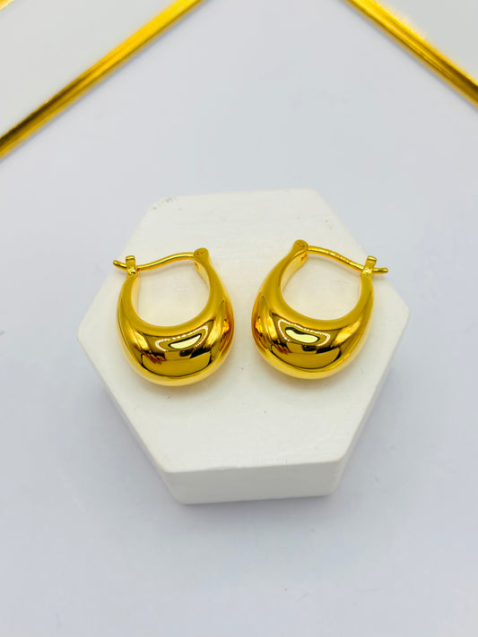 18K Gold Small Dome Loop Earrings (Electroform)
