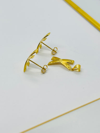 18K Gold X Earrings and Pendant Set