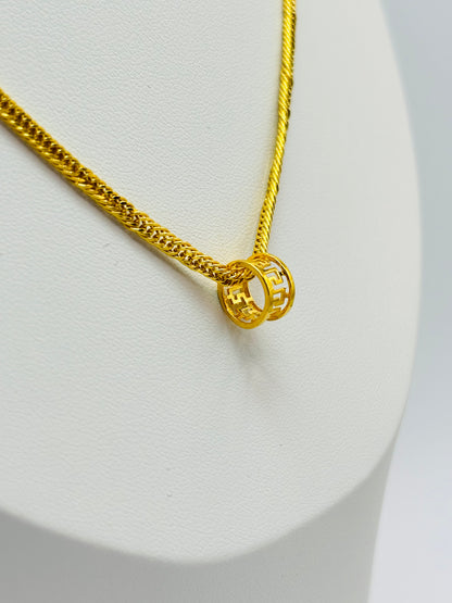 18K Gold Barrel Necklace