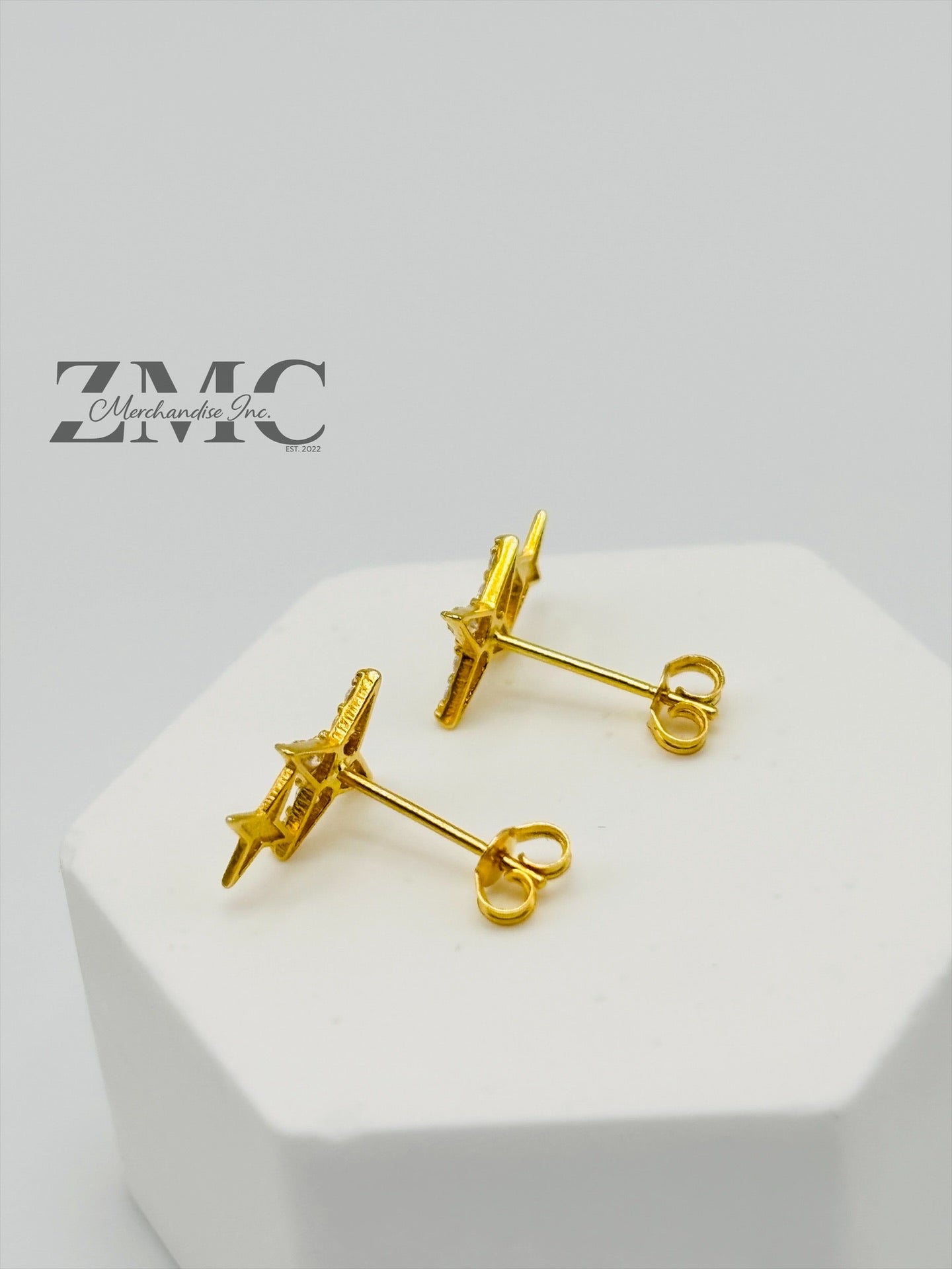 18K Gold Double Star Moissanite Diamond Earrings