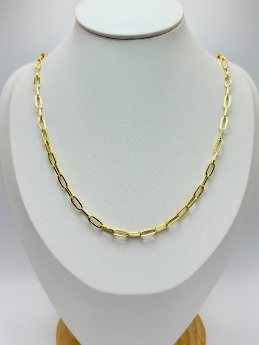 18K Gold Paperclip Chain 9 mm Link