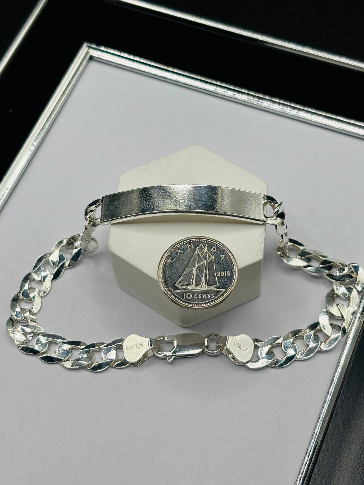 S925 Silver Name Curb Bracelet