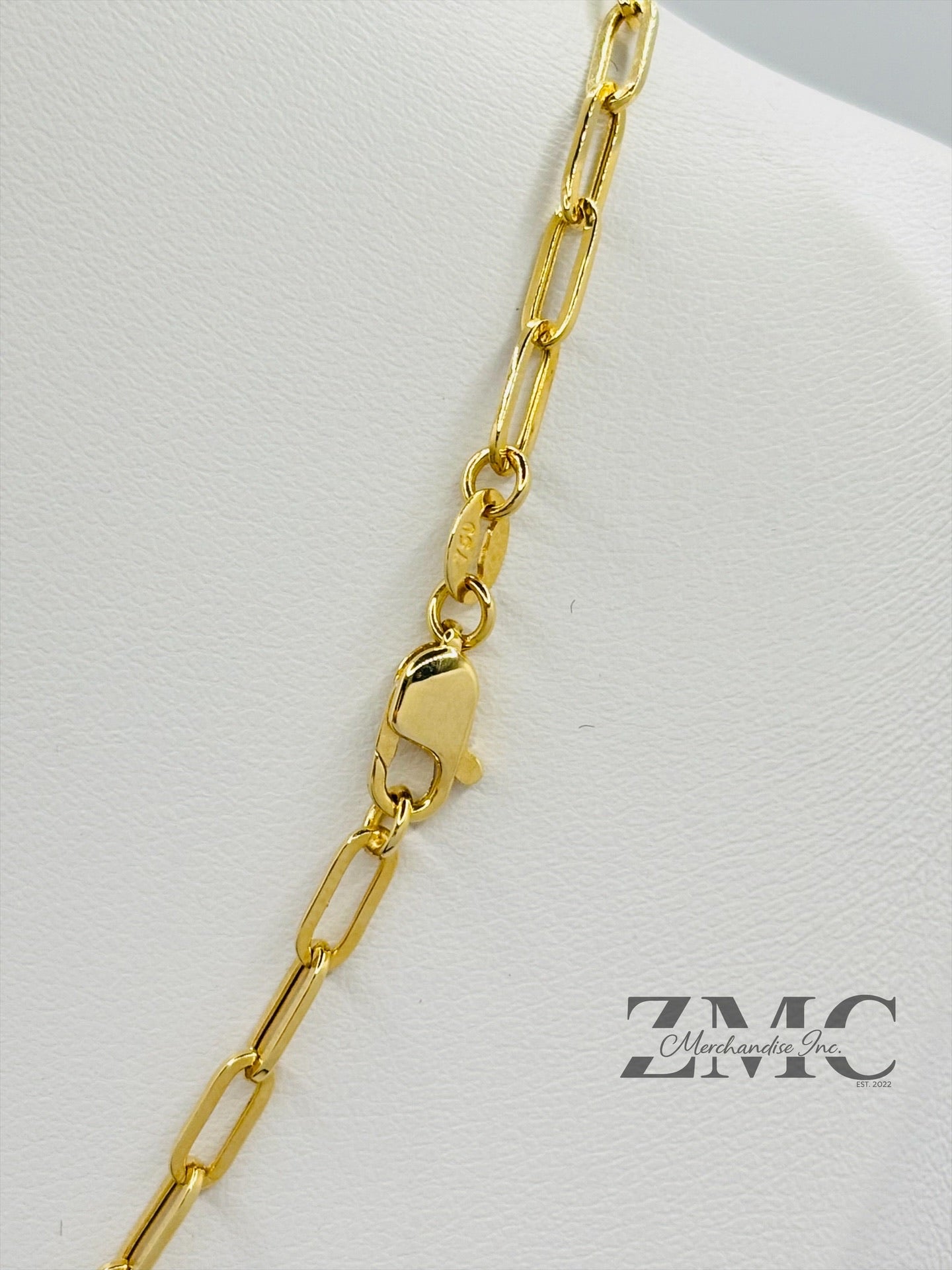 18K Gold Paperclip Chain  7 mm Link