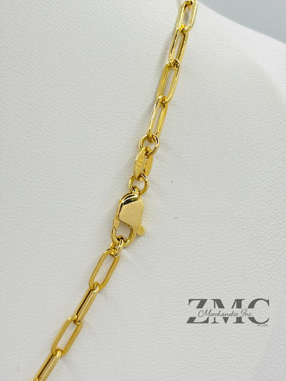 18K Gold Paperclip Chain  7 mm Link