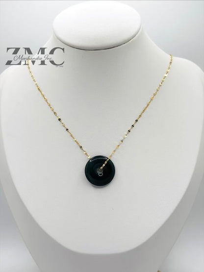 18K Gold Dancing Jade Necklace