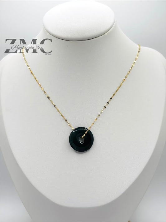 18K Gold Dancing Jade Necklace