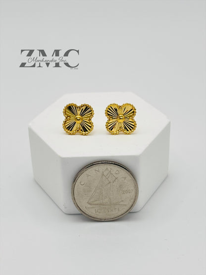 18K Gold Clover Earrings 10 mm