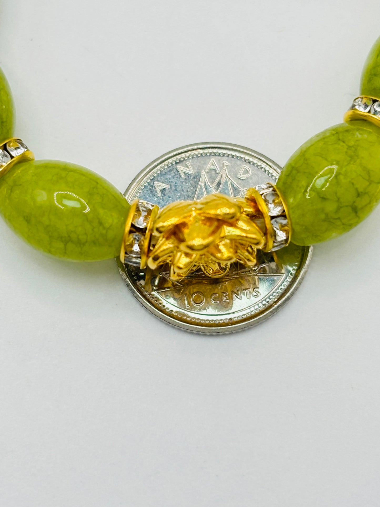 18K Gold Lucky Lotus Flower Jade Stone  ( Hollow Empty Inside) Medium Size