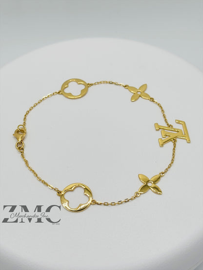 18K Gold L Blossom Bracelet