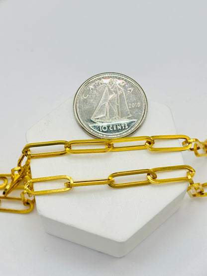 18K Gold Paperclip T-Lock Necklace