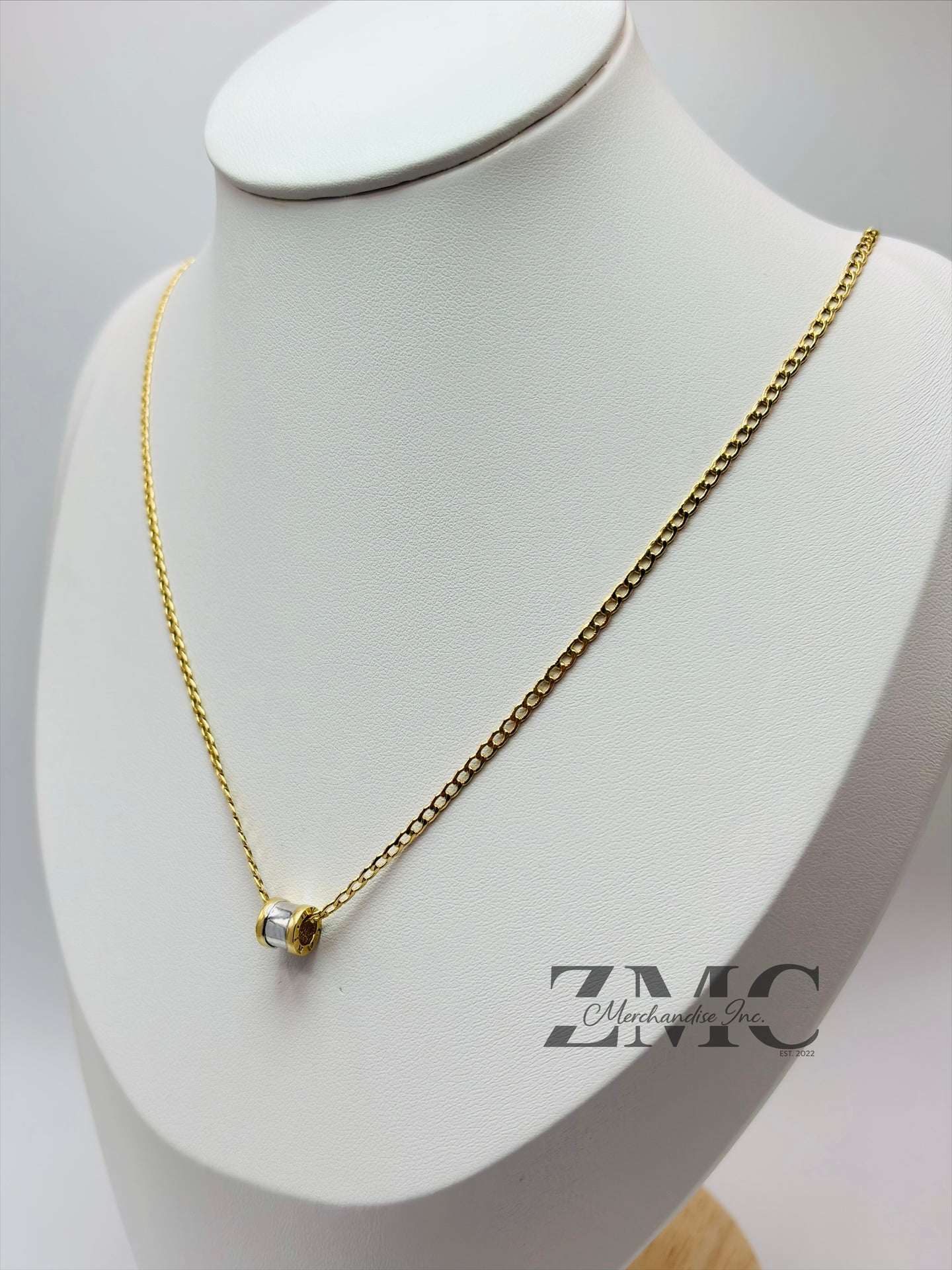 18K Gold Barrel Necklace