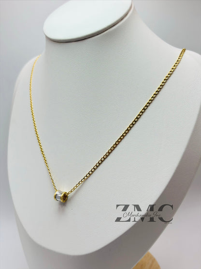 18K Gold Barrel Necklace