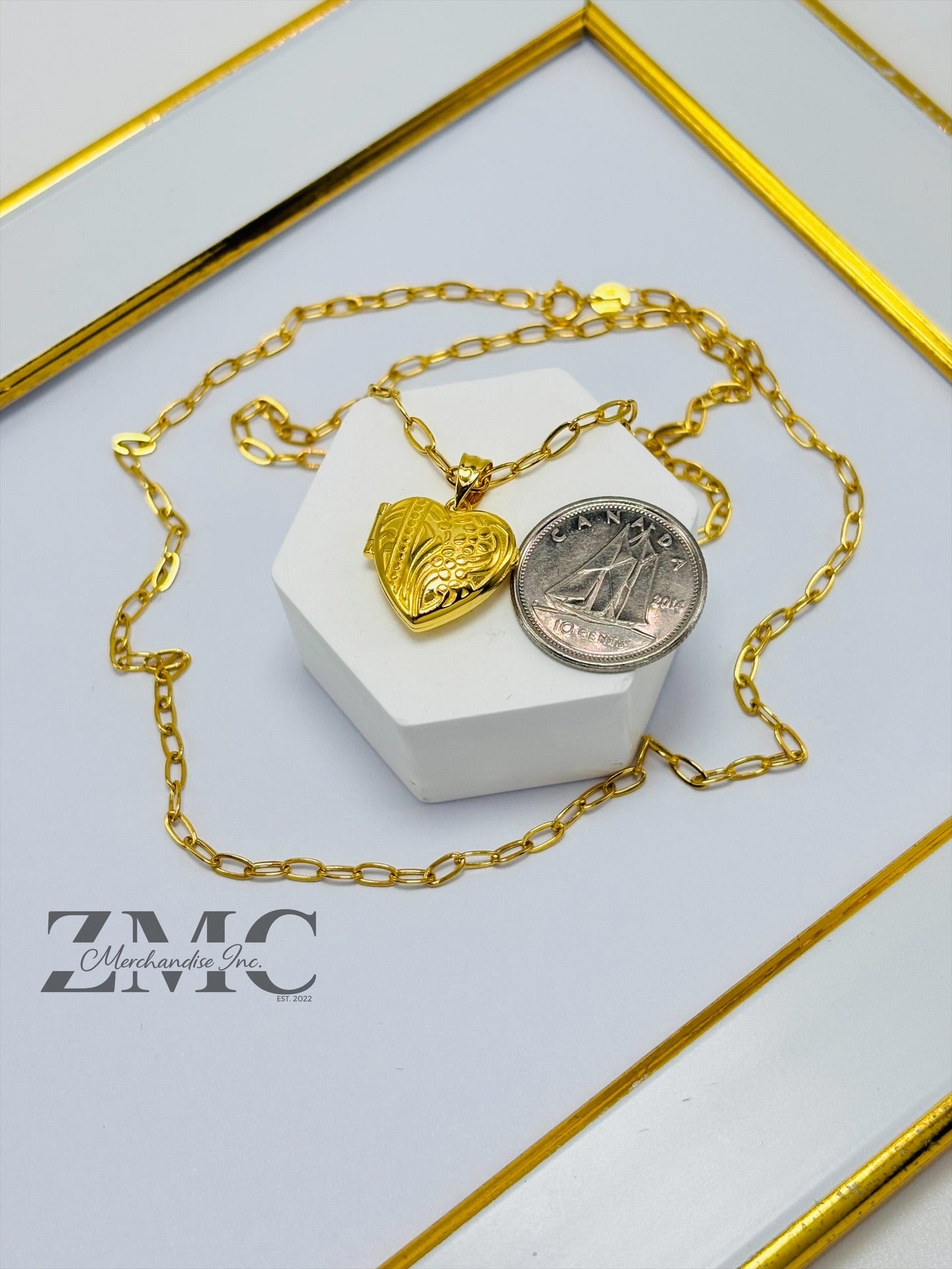 18K Gold Heart Locket Necklace