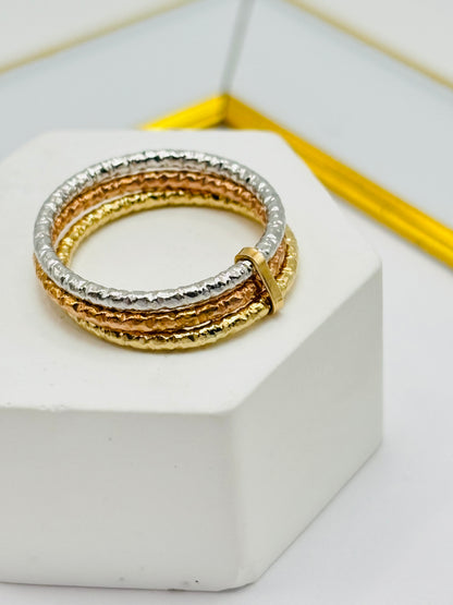 18K Gold Tri-color 3 Ring
