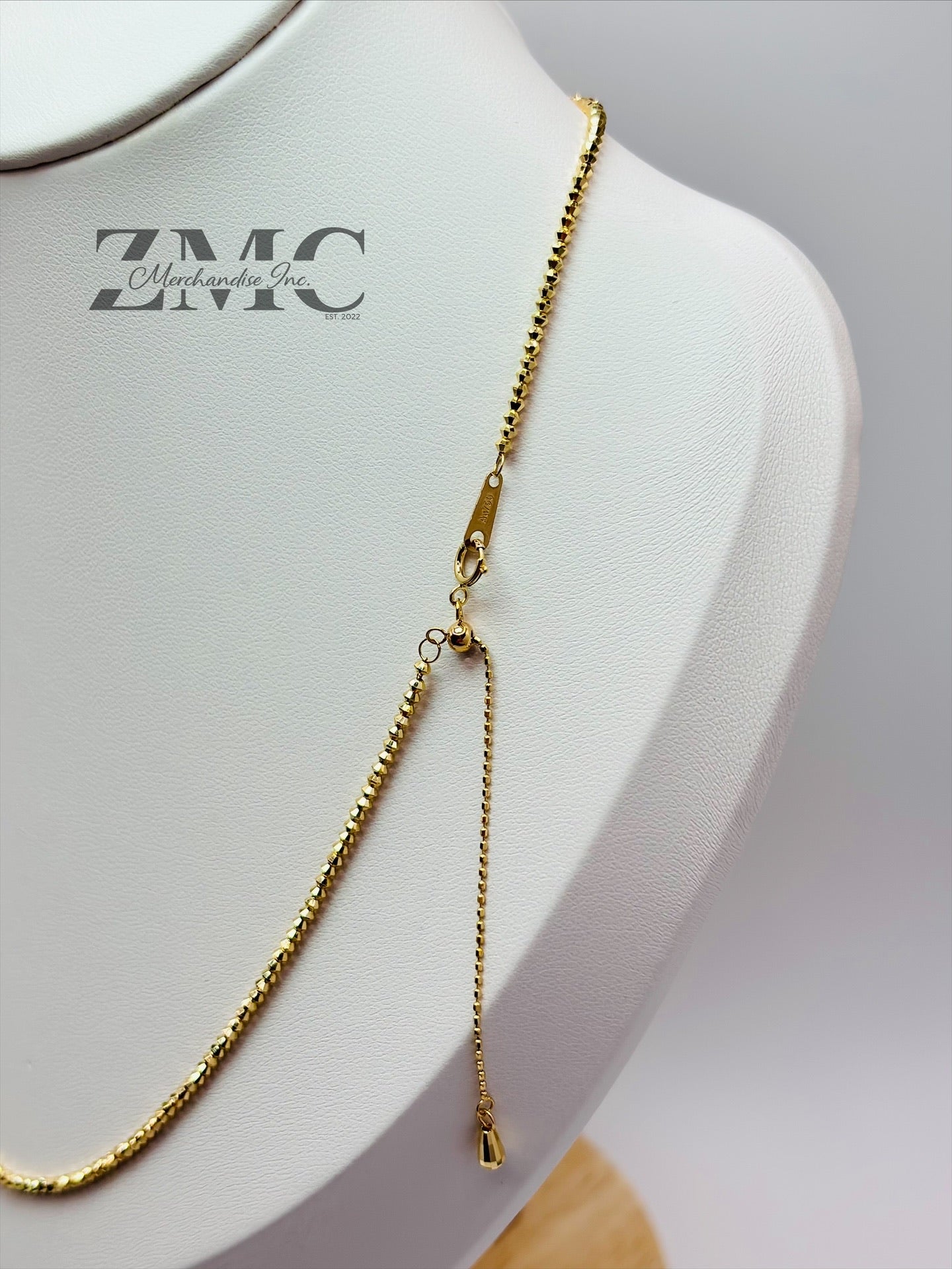 18K Gold Mirror Ball Slider Chain