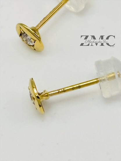 K18 Japan Gold Circle Natural Diamond Earrings 0.20ct