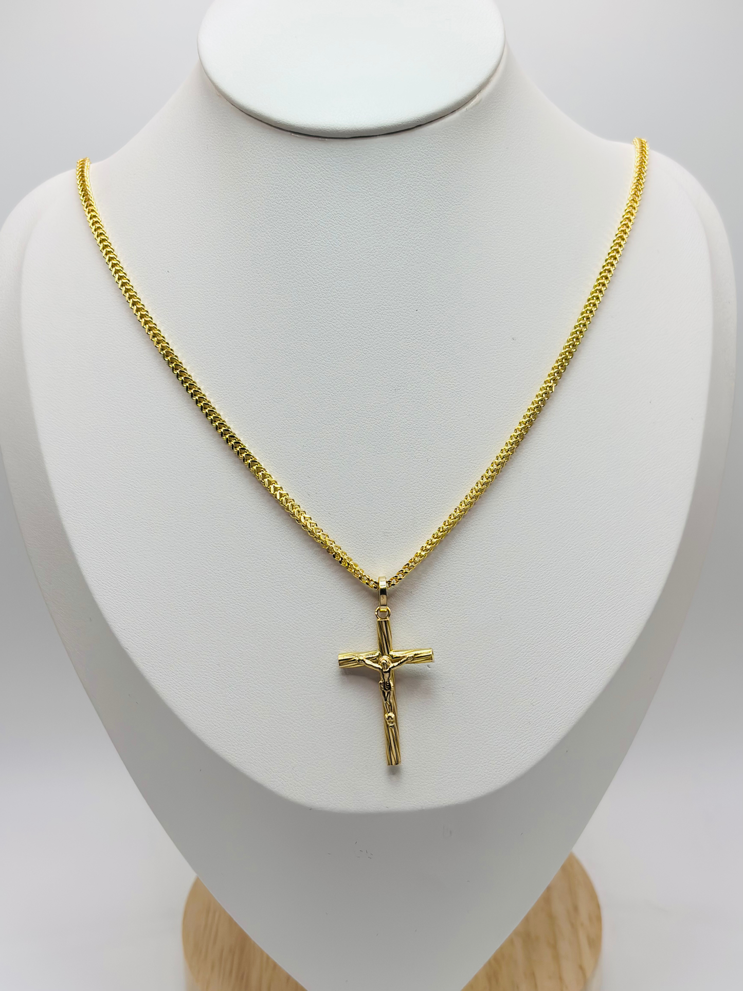 18K Gold Cross Foxtail Necklace