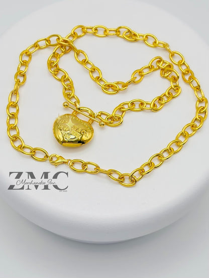 18K Gold Heart Attached Necklace