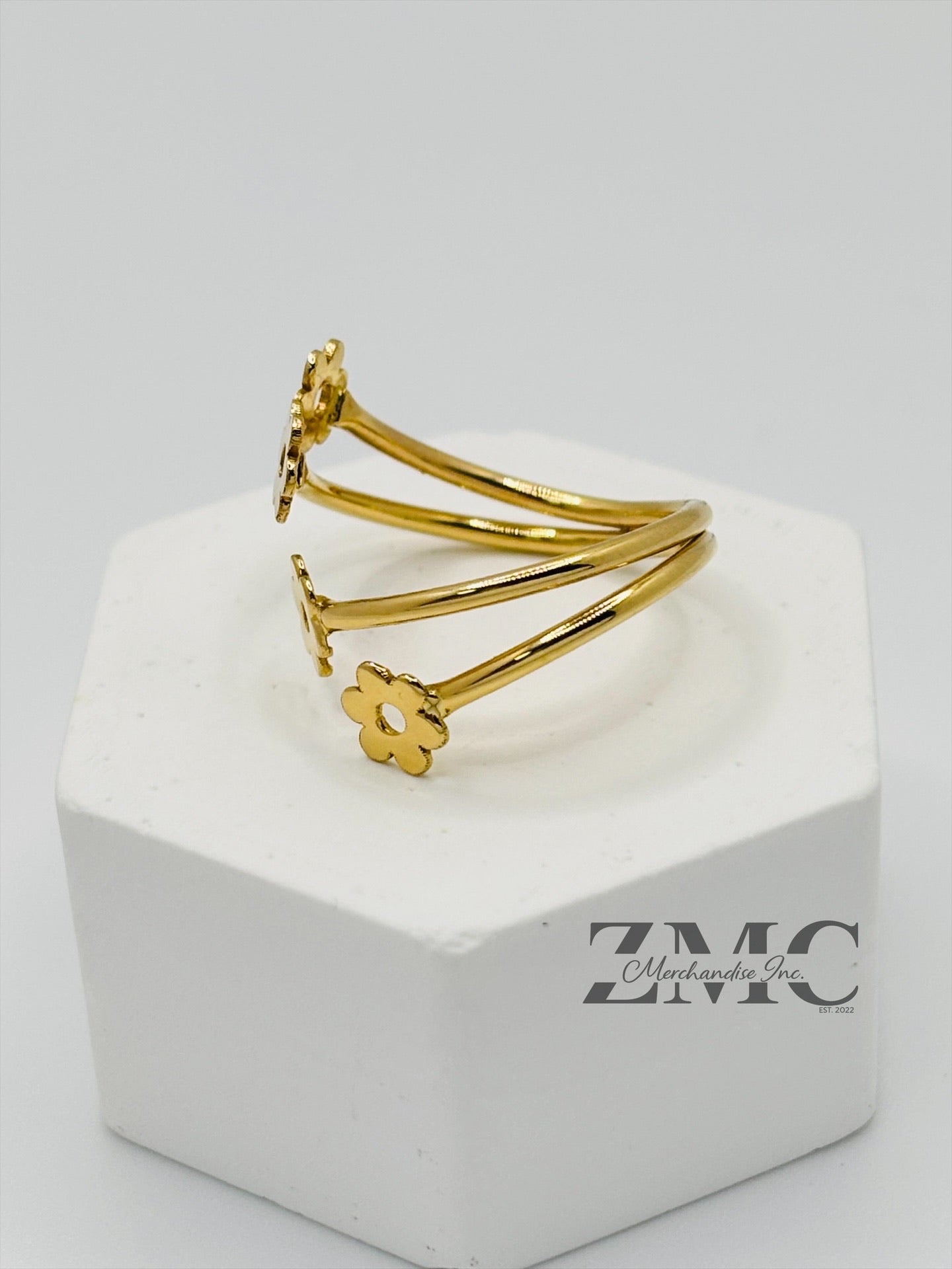 18K Gold Spiral Flower Ring