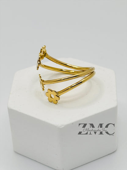 18K Gold Spiral Flower Ring