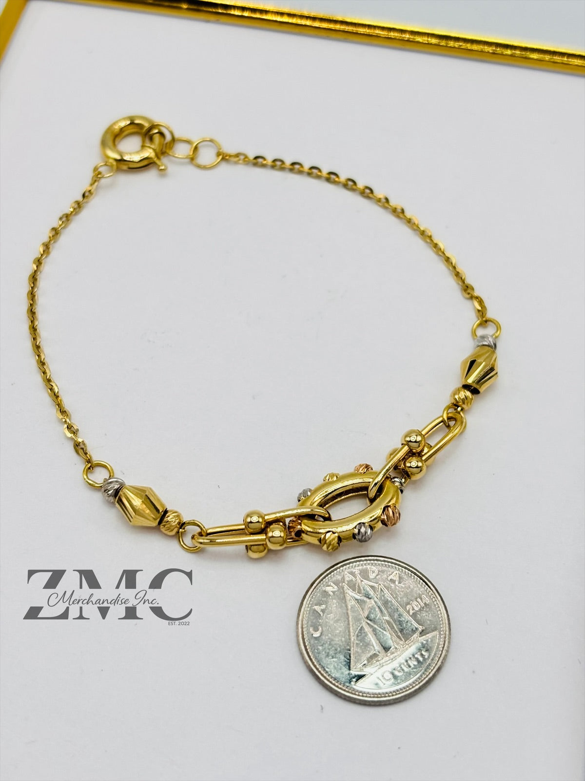 18K Gold Tri-color Ball Combination of Hardware Link Bracelet