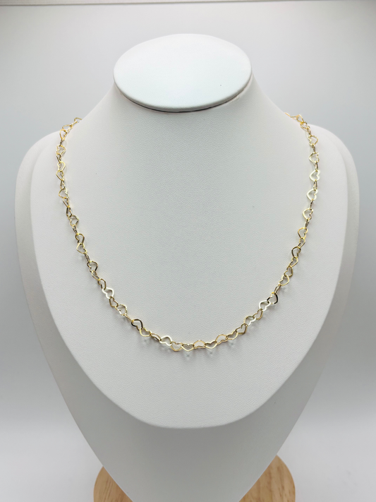 18K Gold Heart Necklace/Chain 4mm