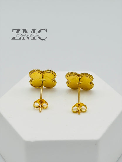 18K Gold Clover Earrings 10 mm