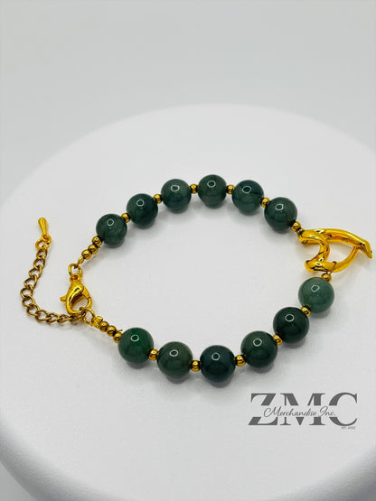 18K Gold Open Heart Jade Bracelet (Electroform Heart)