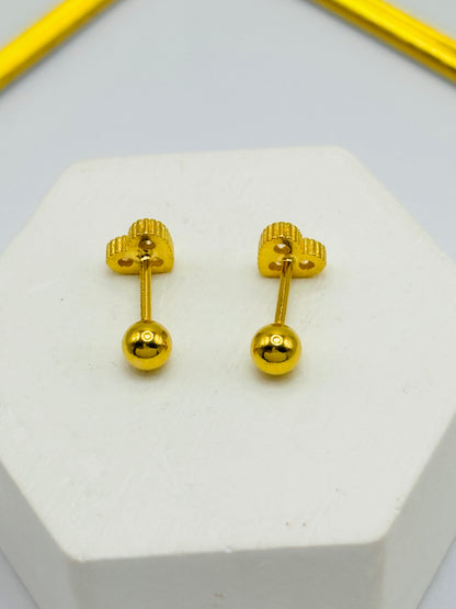 18K Gold Moissanite Diamond Heart Screw Earrings