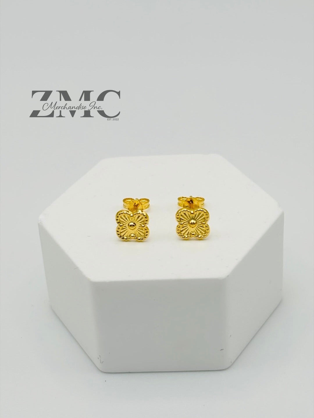 18K Gold Clover Kids Earrings