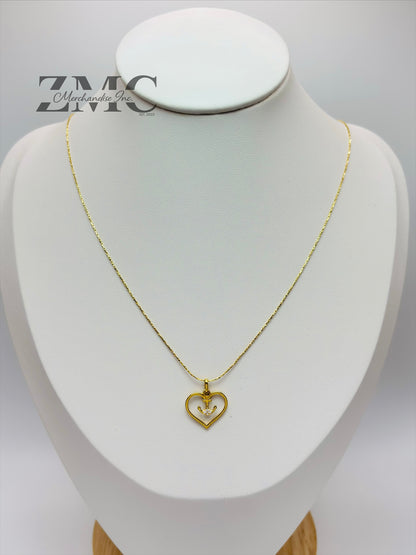 18K Gold Heart & Anchor Necklace