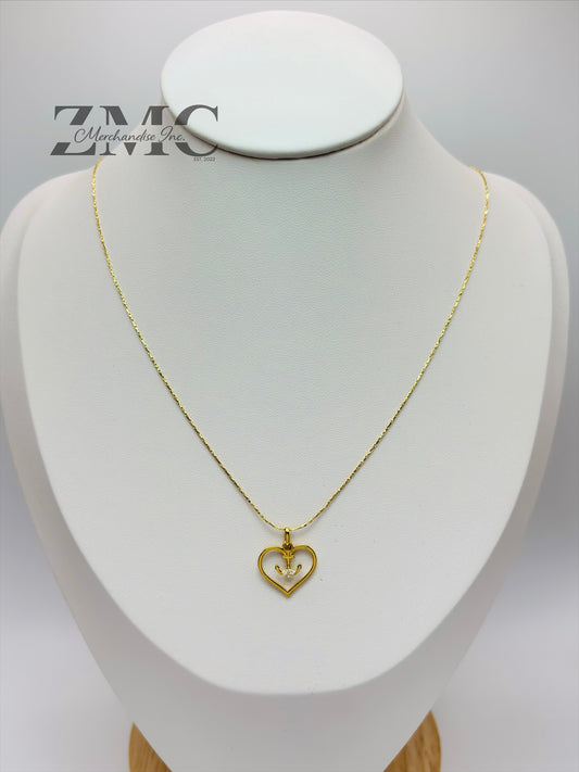 18K Gold Heart & Anchor Necklace