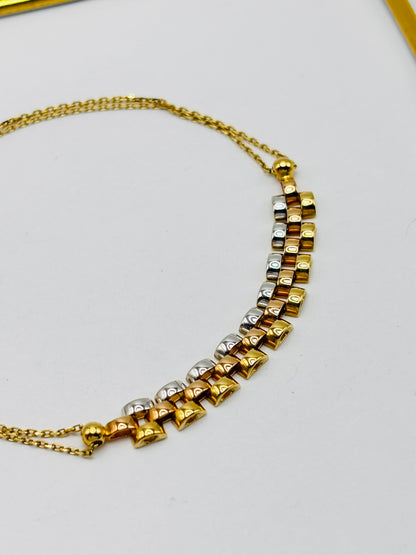 18K Gold Rose and White Gold Combination Bracelet