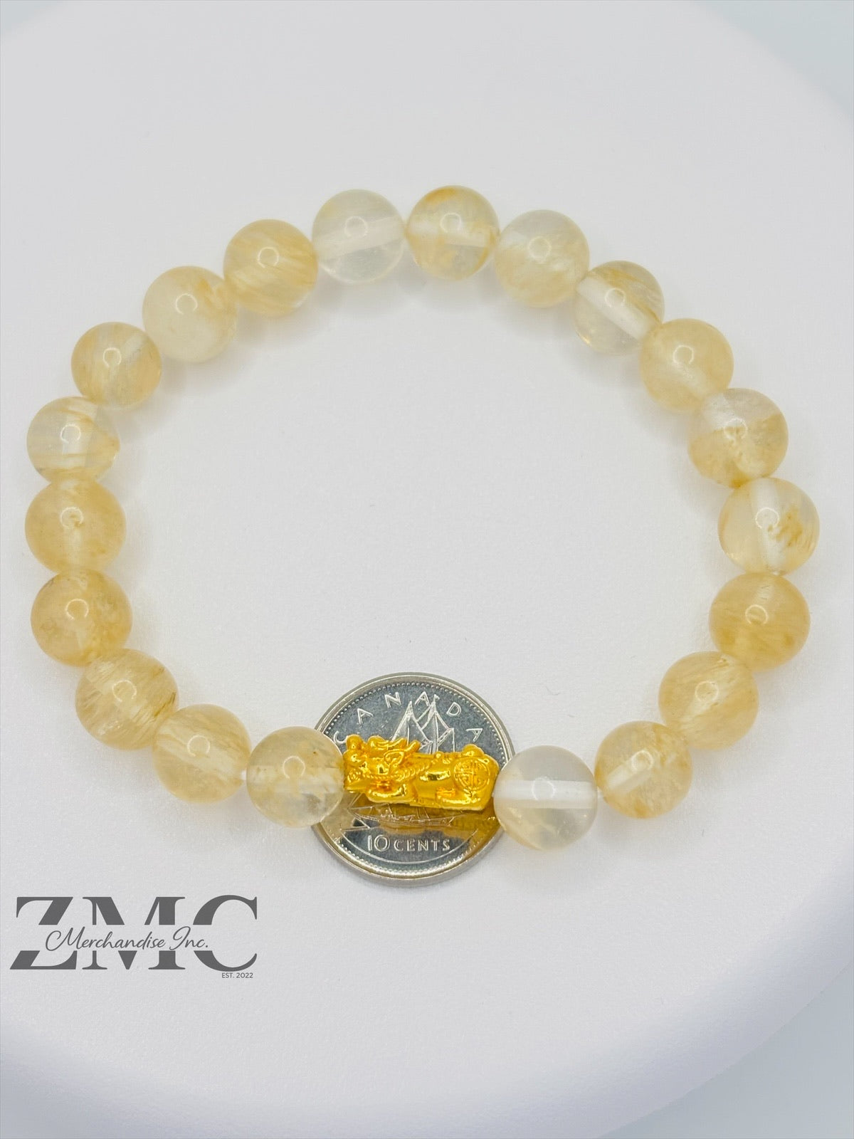 18K Gold  Lucky Piyao/ Pi Xiu Pale Citrine Stone  ( Hollow Empty Inside) Small