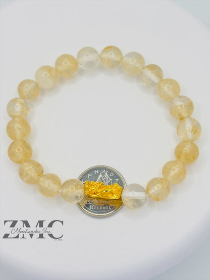 18K Gold  Lucky Piyao/ Pi Xiu Pale Citrine Stone  ( Hollow Empty Inside) Small