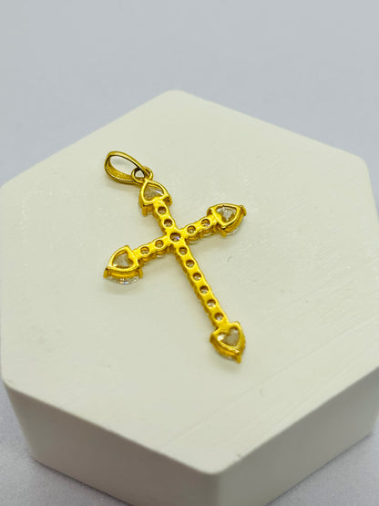 18K Gold Moissanite Diamond Cross Pendant