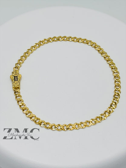 18K Gold M Diamond Cut Bracelet