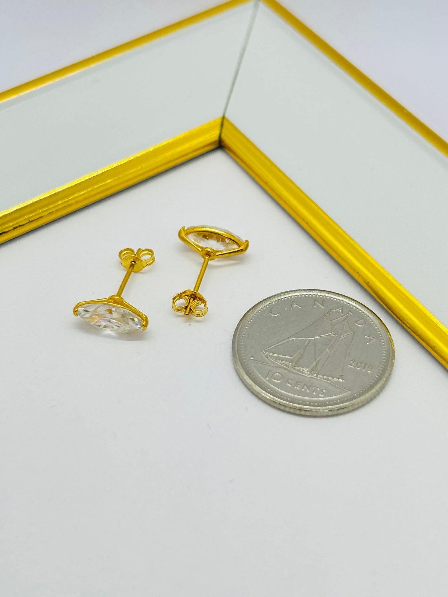 18K Gold Marquise Moissanite Diamond Earrings
