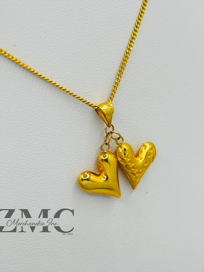 18K Gold Double Heart Necklace