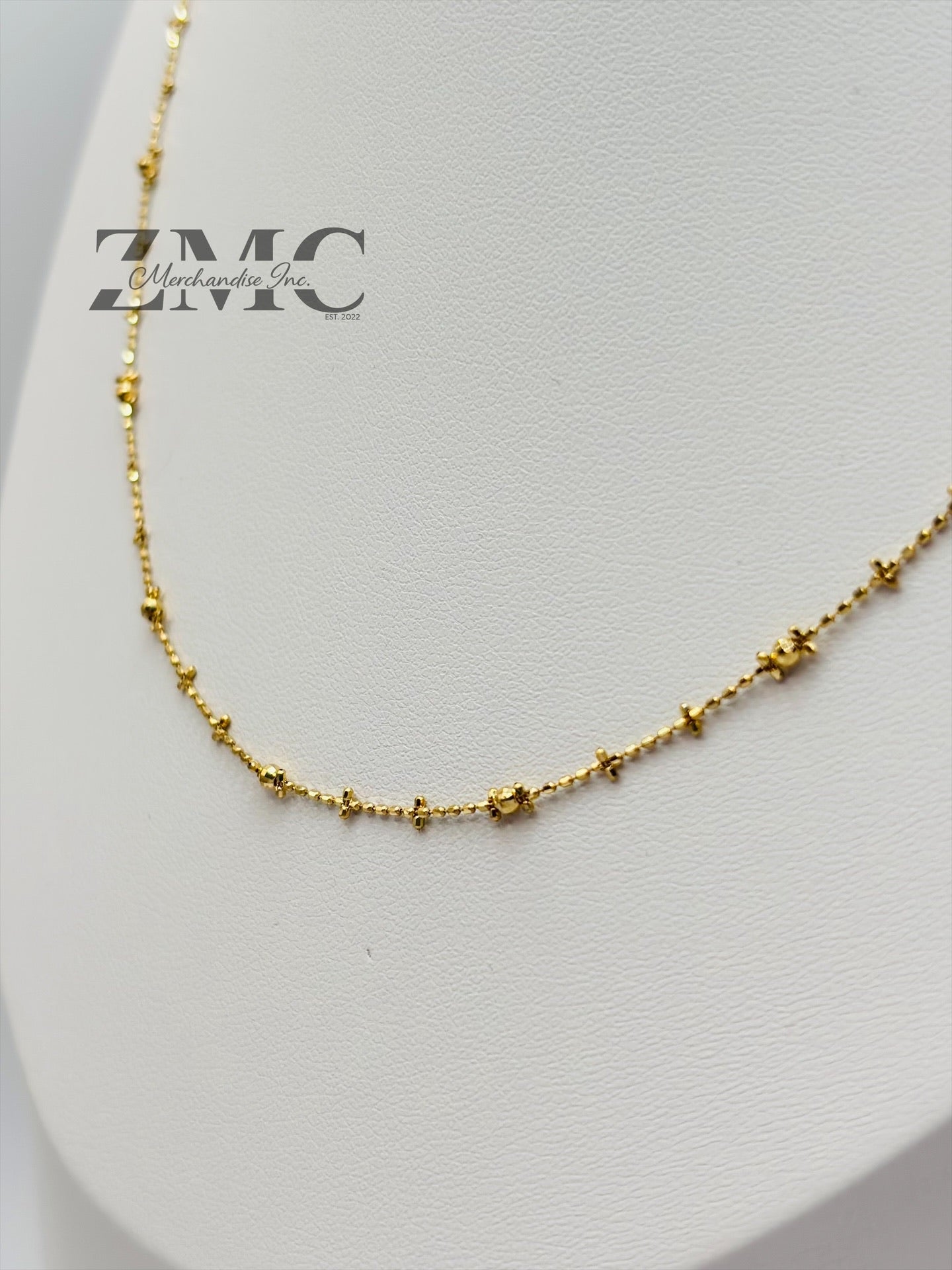 18K Gold Mirror Ball Beads Slider Chain/Necklace