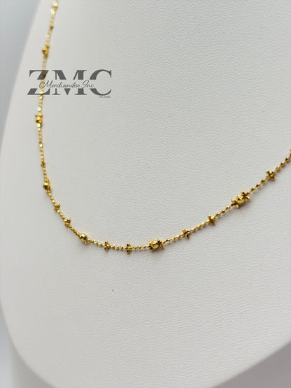 18K Gold Mirror Ball Beads Slider Chain/Necklace