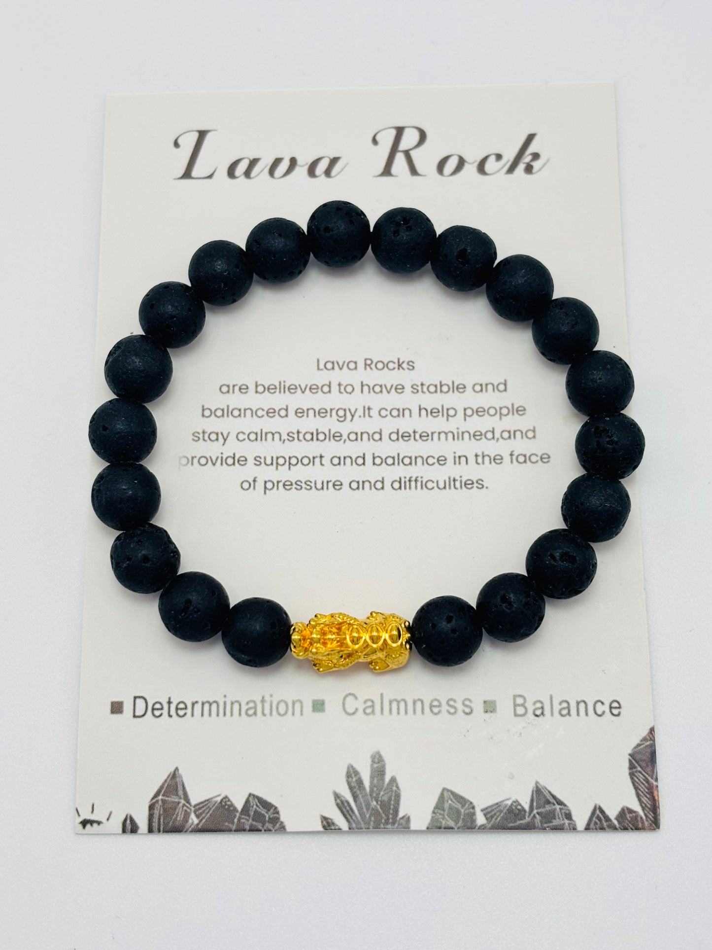 18K Gold Lucky Piyao/ Pi Xiu Lava Rock Stone ( Hollow Empty Inside) Medium Size