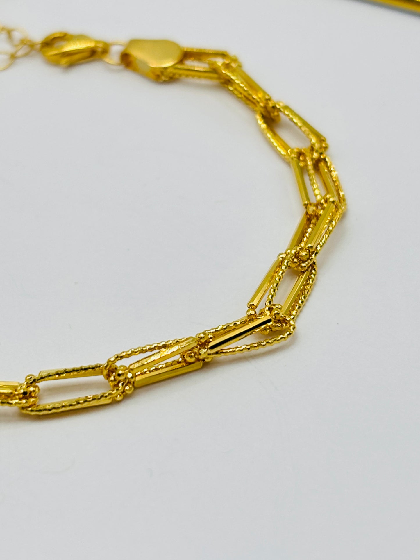 18K Gold Double Paperclip Bracelet