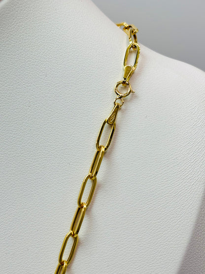 18K Gold Paperclip Chain 9 mm Link