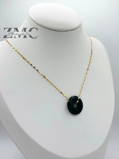 18K Gold Dancing Jade Necklace