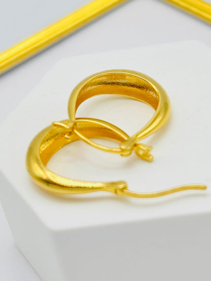 18K Gold Plain Loop Earrings