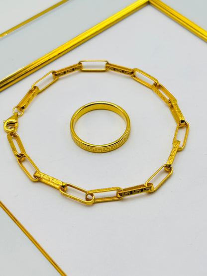 18K Gold  Bracelet and Ring Set
